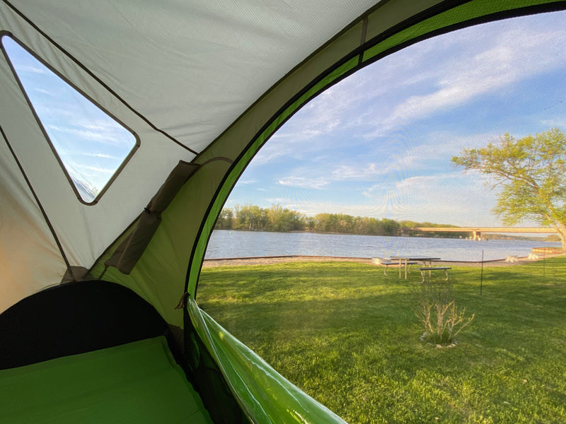 Waking up to this beautiful campsite view from inside a tent! Lakeside serenity, perfect for any RV rental road trip. — photo 6