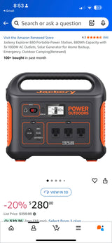 This Jackery Explorer 880 portable power station is essential for RV rental adventures, camping, or home backup. Now 20% off for $280.