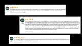 Positive customer reviews with 5-star ratings for an RV rental service, highlighting excellent experiences and amenities.