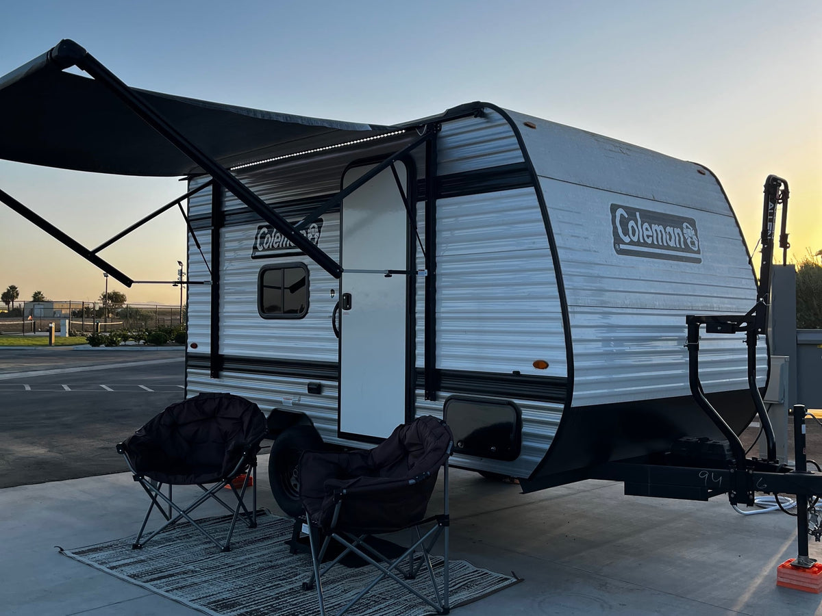 RV rental: Coleman travel trailer with awning & LED lights
