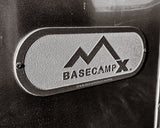 Rugged Basecamp X RV emblem on an Airstream, signaling adventure for your next rv rental journey.