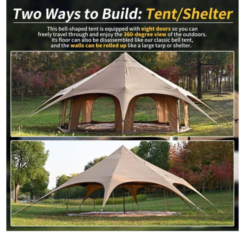  features a breathable TC cotton roof and durable polyester Oxford walls for camping.|This inviting glamping tent — photo 4
