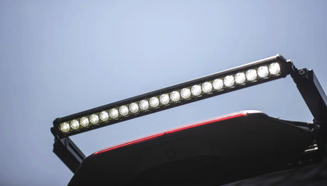 Bright LED light bar on an RV rental, ready for enhanced visibility during night adventures.