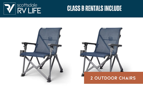RV rental includes two portable outdoor chairs for your adventure.