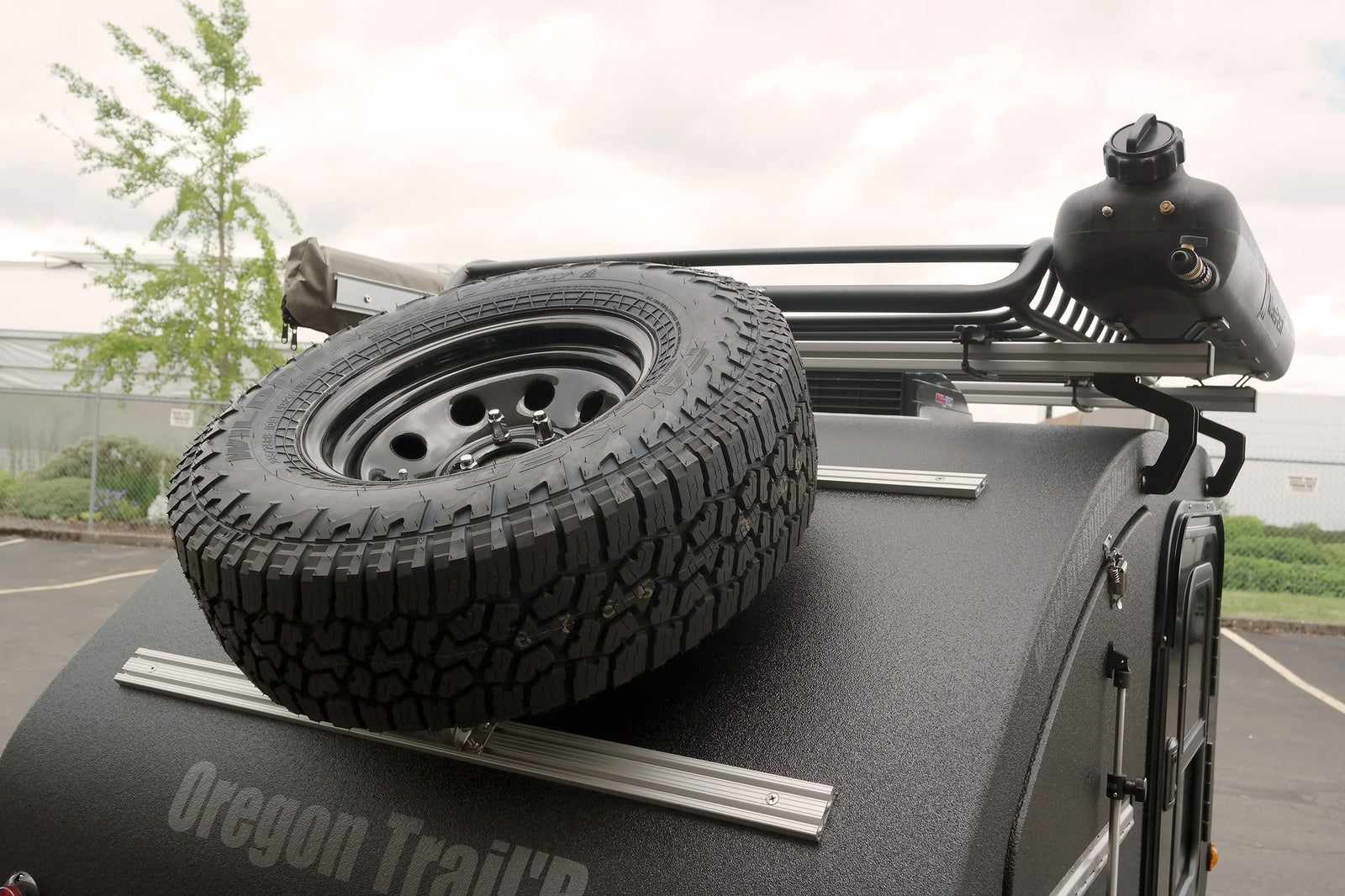  ready for travel.|Rear of a rugged RV rental