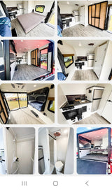  with larger rv rental vehicles nearby.|Explore this spacious RV rental interior