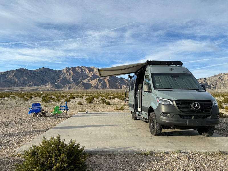  ready for adventure.|Experience adventure: a sleek grey Mercedes-Benz|Your RV rental adventure awaits! Grey camper van with open doors — photo 5