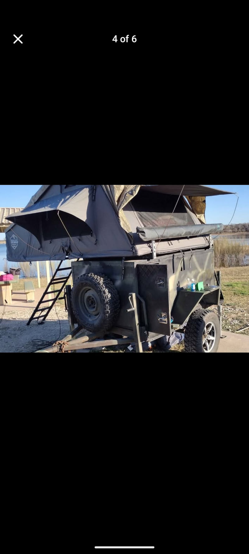 RV rental alternative: a rooftop tent on an overland trailer hitched to a truck — photo 6