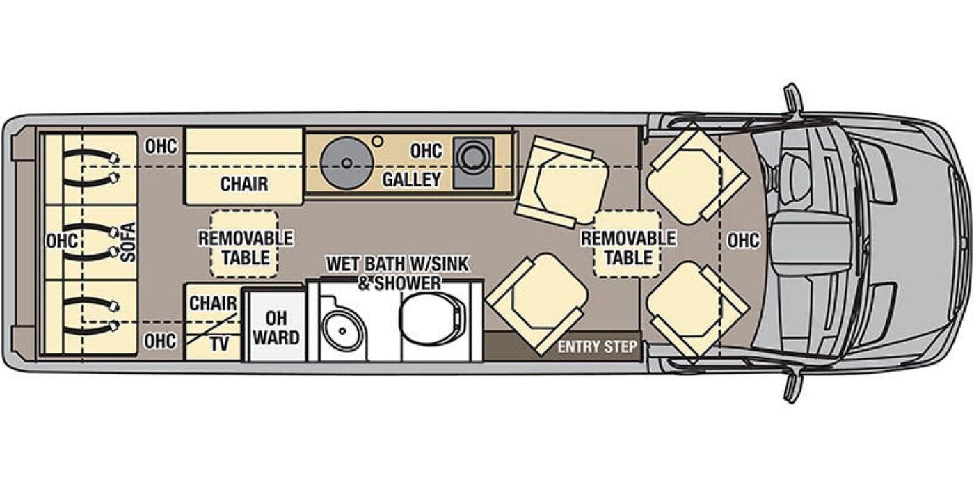  & bright lighting.|Inside this RV rental: a flexible black cushioned bed — photo 12