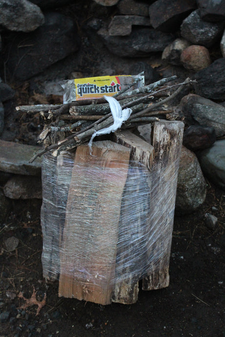 Campfire ready: a bundle of firewood, kindling, and Duraflame Quick Start, ideal for your RV rental experience.