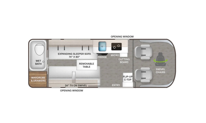  and AC for your next adventure.|Experience an rv rental with breathtaking ocean views from comfortable beds — photo 12