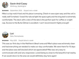 Excellent RV rental customer reviews; guests praise Mike's hosting, amenities like lake views, and nearby trails.