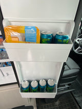 Inside an rv rental fridge: Turkey & American Cracker Stackers, plus Short's Brew cans. Road trip ready!