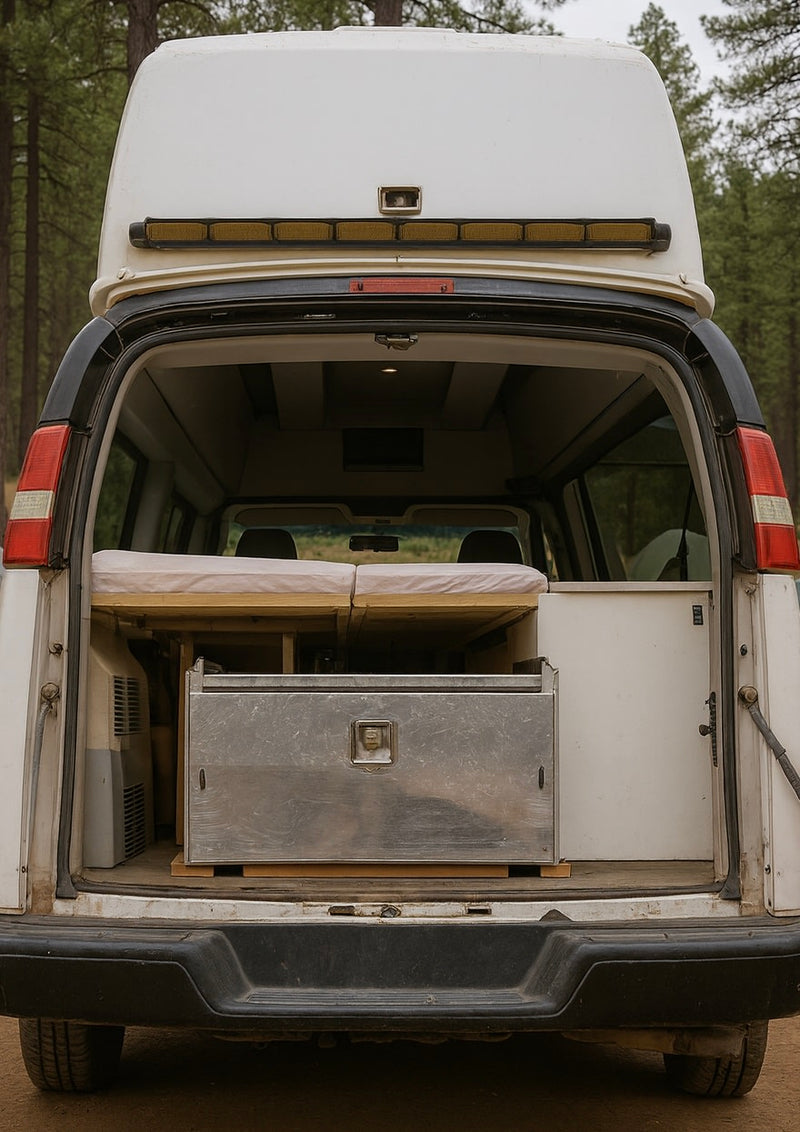  arid landscape with mountains.|Interior of an rv rental camper van — photo 1