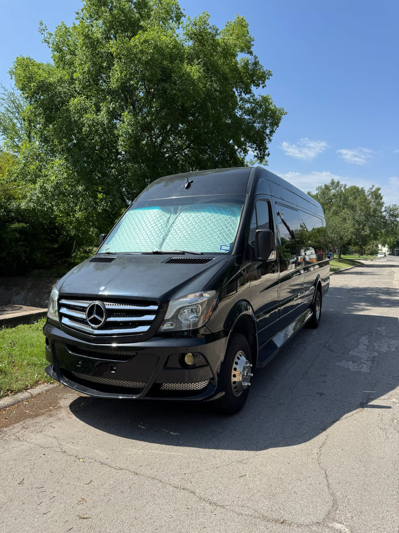 Black Mercedes Sprinter van with sunshade — photo 1