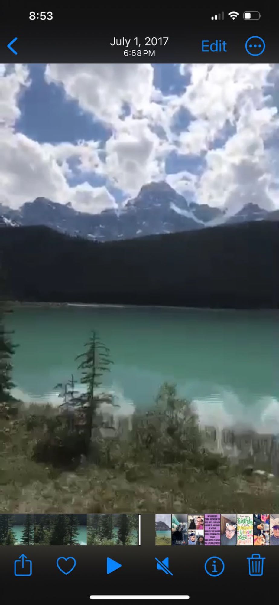 Picture an RV rental trip to this serene turquoise lake with majestic mountains under a cloud-filled sky. Perfect nature escape.