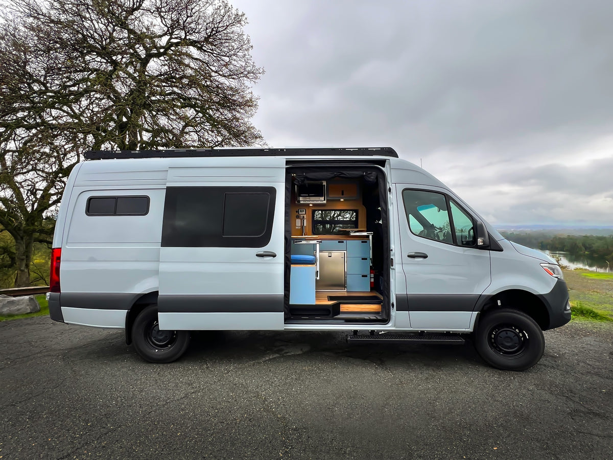 Explore in style with this light grey rv rental camper van