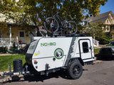 This RV rental, a No Boundaries trailer, is equipped with a mountain bike for your next outdoor adventure.