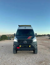 Adventure-ready Mercedes Sprinter **RV rental** with off-road upgrades, perfect for your next wilderness escape.