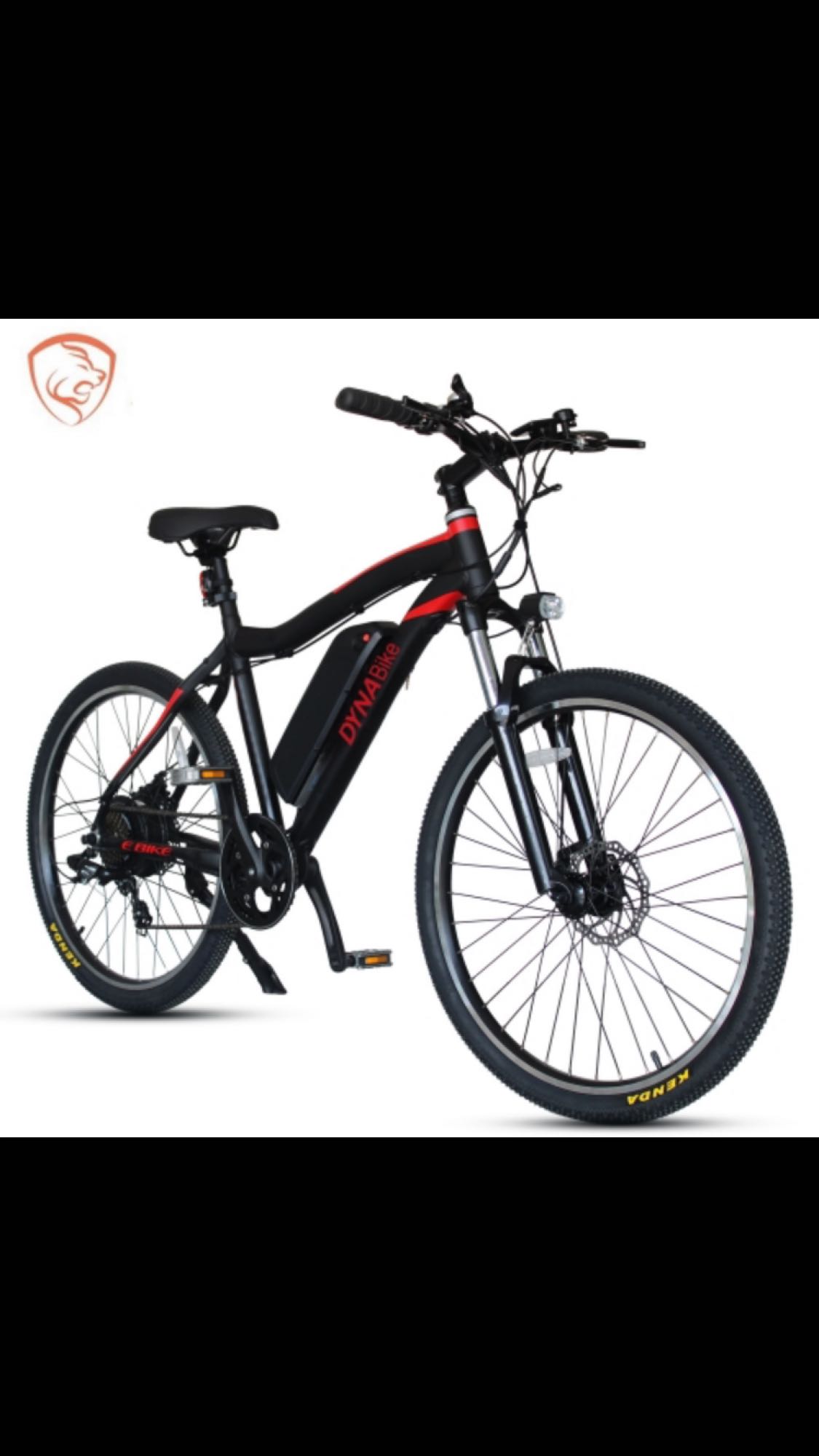 This sleek black & red DYNABike electric bicycle is perfect for exploring on your next RV rental adventure.