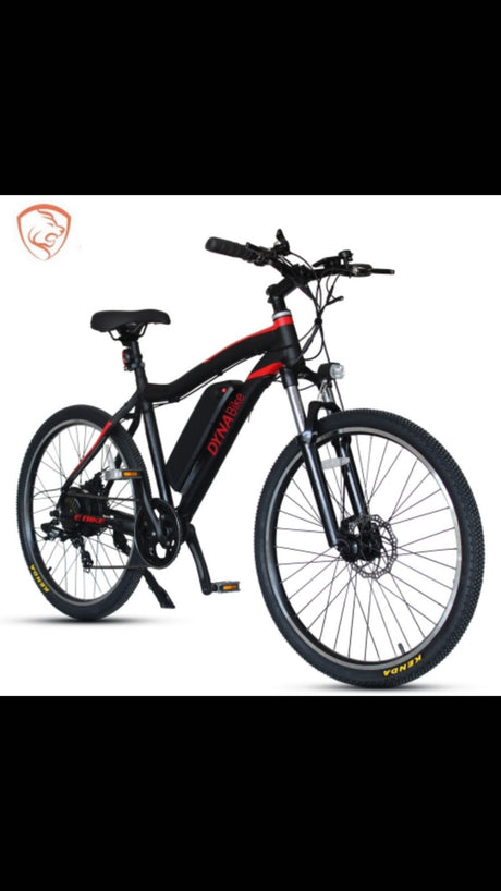 This sleek black & red DYNABike electric bicycle is perfect for exploring on your next RV rental adventure.