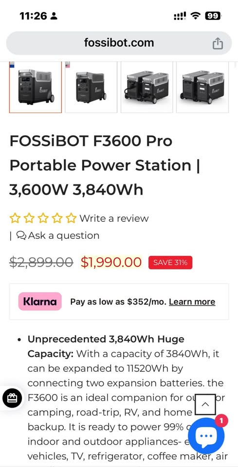 New in Box! FOSSiBOT Pro F3600 Portable Power Station – 3840Wh LiFePO4 Battery *Free Delivery* in Lemon Grove, CA (photo 9) — photo 9