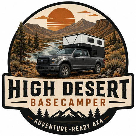 An adventure-ready 4x4 truck with a truck camper in a high desert landscape. Ideal for your next rv rental.