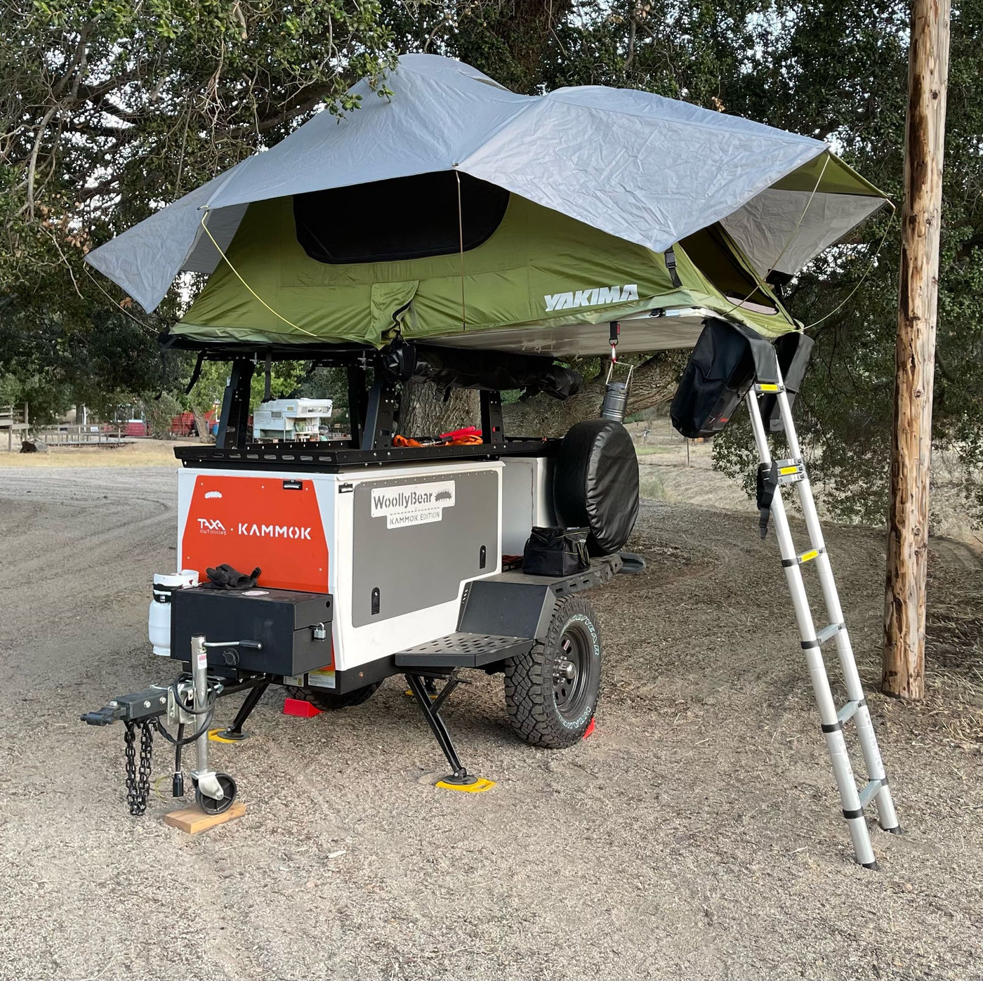  and essential gear ready.|Adventure-ready rv rental: An off-road overland trailer with a Yakima rooftop tent — photo 5