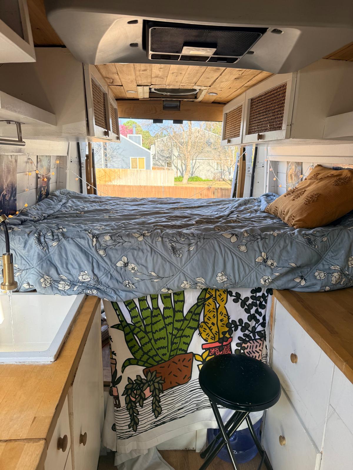 Cozy rv rental interior with bed