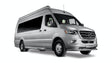  and a window with an outdoor view.|Silver Mercedes-Benz Sprinter camper van. Explore with this sleek RV rental motorhome.|Silver Mercedes-Benz Sprinter RV rental. This spacious camper van is set up for outdoor adventures.|Bright