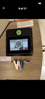 RV rental: Volta Power Systems control panel displaying 419.6 hrs remaining, 62.6°F pack temp, and a prominent 'W' emblem.