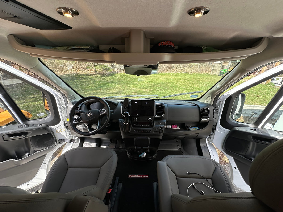  and cozy living area with seating.|RV rental van interior: view of the modern dashboard — photo 3
