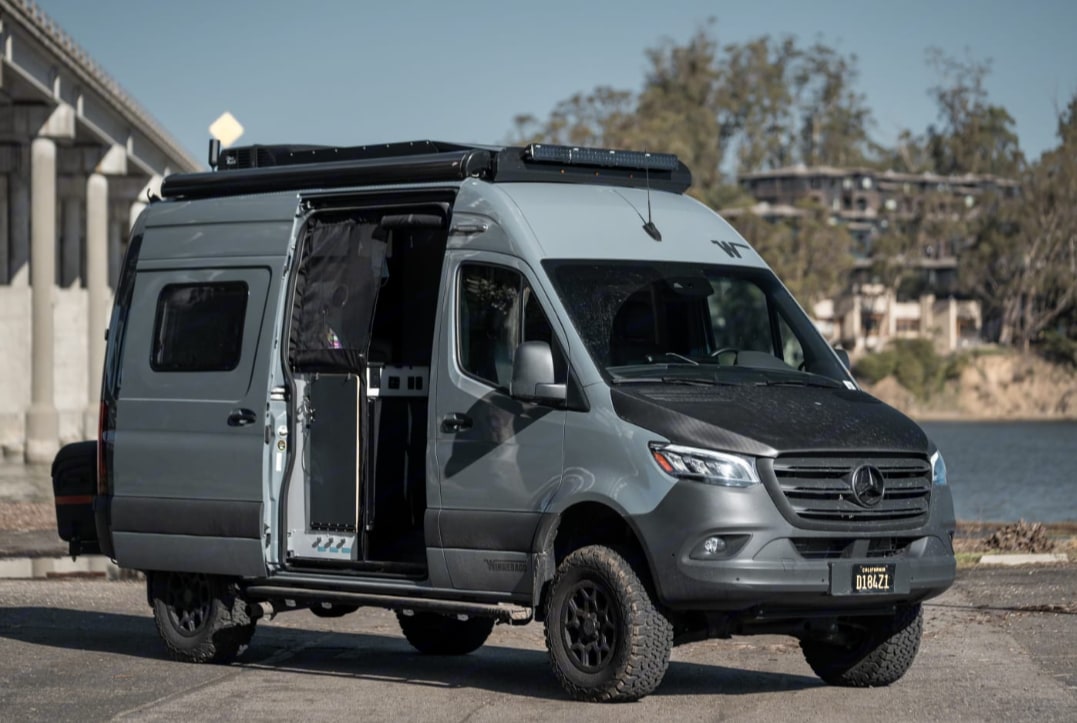 Custom gray Mercedes-Benz Sprinter adventure van
