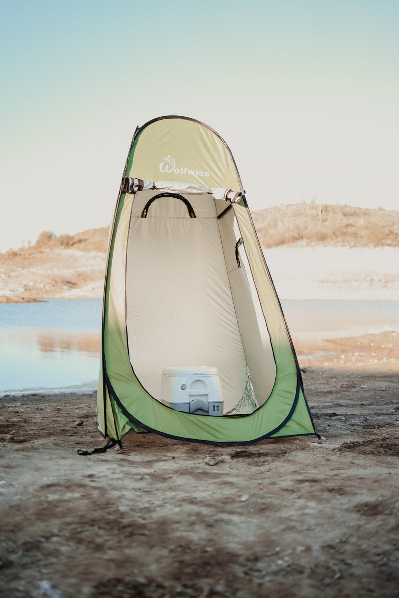 Portable privacy tent with toilet, perfect for your RV rental adventures. Essential for camping. — photo 4