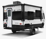 This white and black Go Lite Wayfinder travel trailer is an excellent option for your next rv rental adventure.