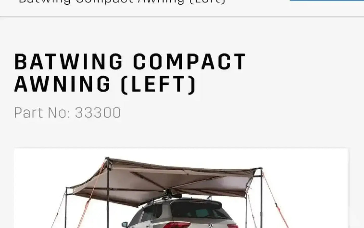 Passenger Side Rhino Rack Batwing Compact Awning — used camp awnings for sale (photo 2) — photo 2