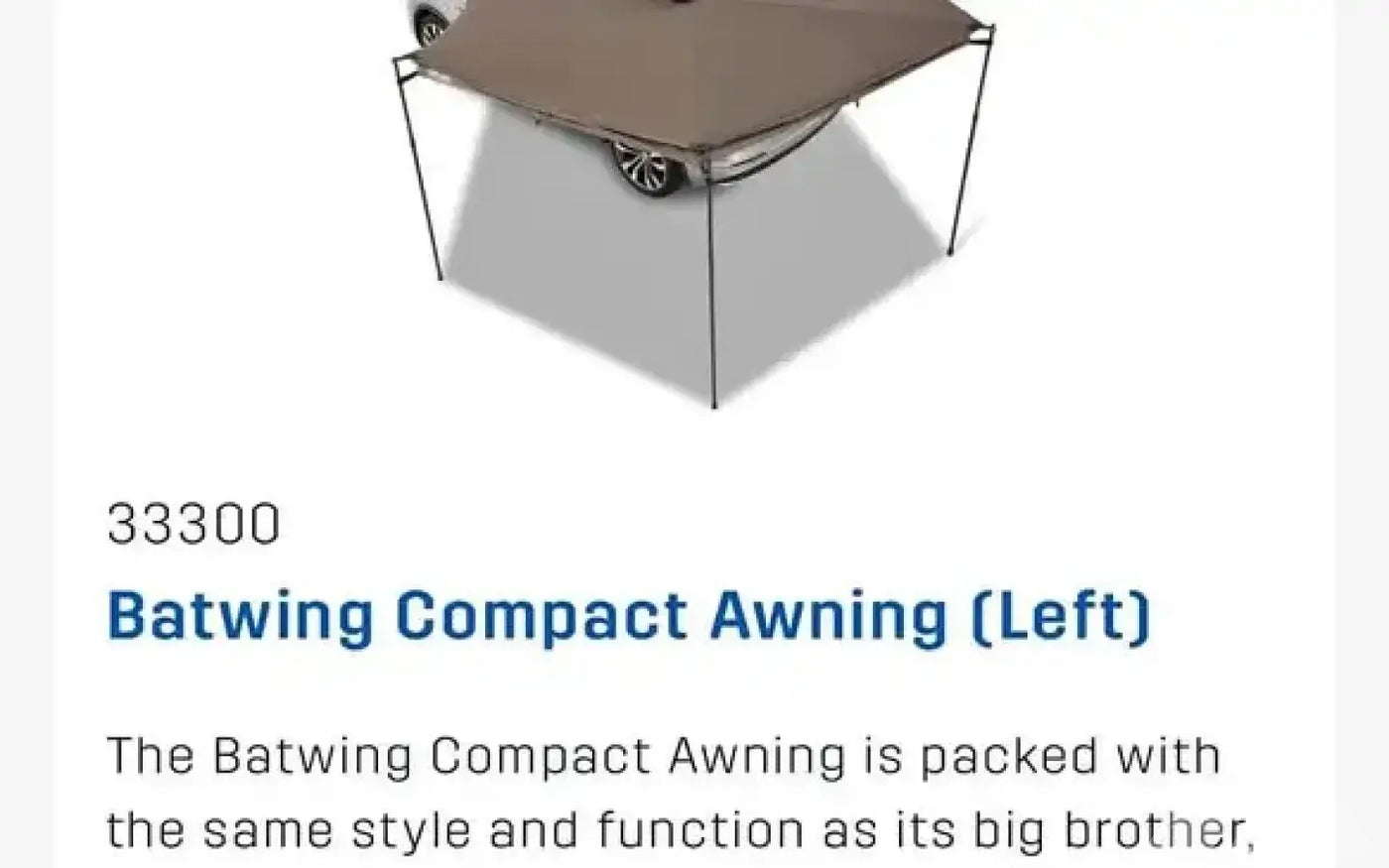 Passenger Side Rhino Rack Batwing Compact Awning — used camp awnings for sale (photo 3) — photo 3