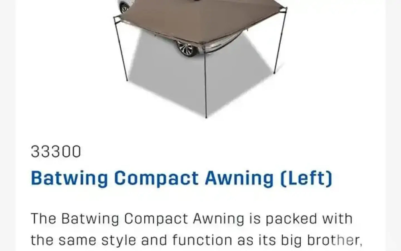 Passenger Side Rhino Rack Batwing Compact Awning — used camp awnings for sale (photo 3)