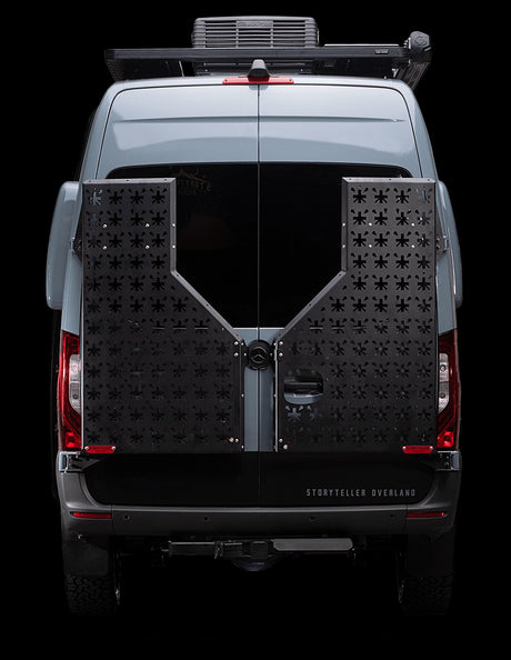  towering forest.|Top-down view of an RV rental interior layout