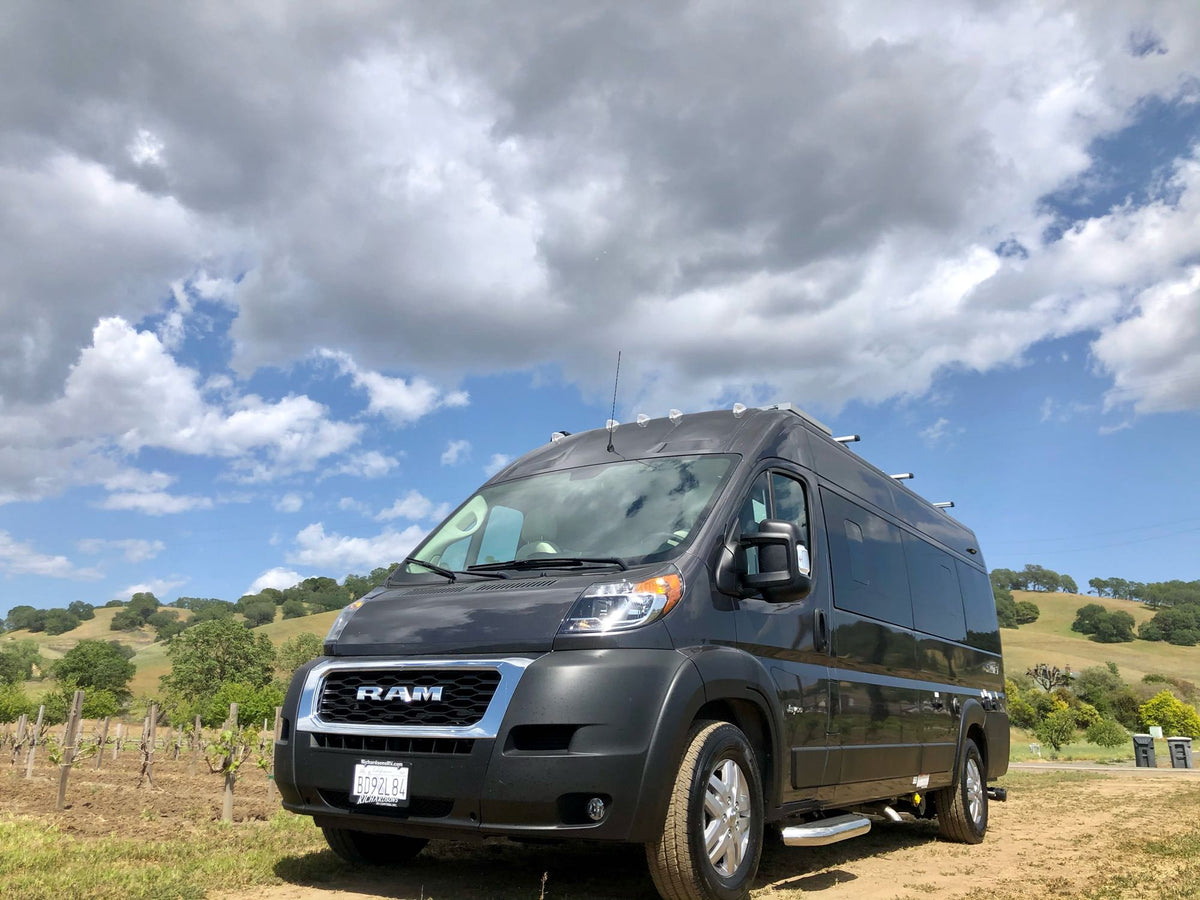 Dark gray Ram ProMaster camper van rv rental
