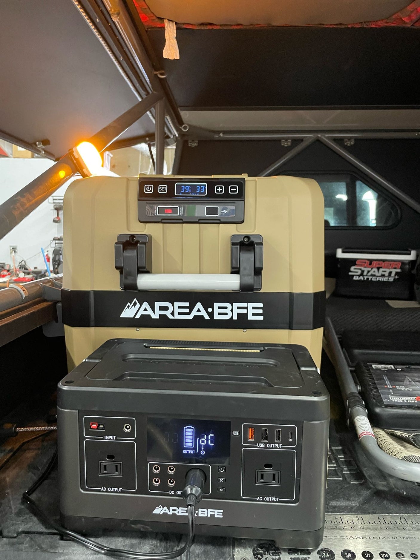 Equip your RV rental with this AREA BFE portable fridge & power station, ideal for off-grid camping adventures. Essential gear.
