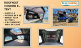 Explore Maui with our RV rental! Easy Camping offers this Roofnest Condor XL rooftop tent on an SUV, sleeping 3-4 with memory foam.