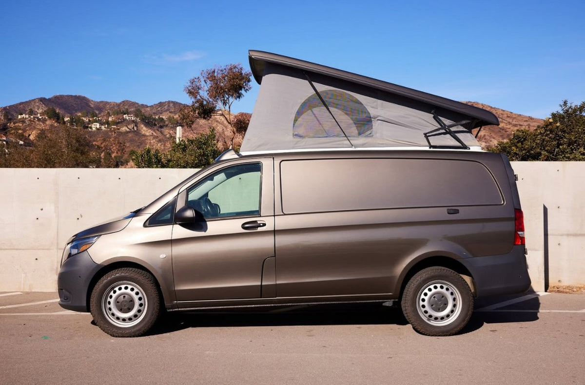 Bronze Mercedes-Benz Metris pop-top camper van