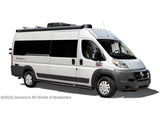 White Ram ProMaster camper van conversion with tinted windows & roof AC. Available for rv rental adventures.