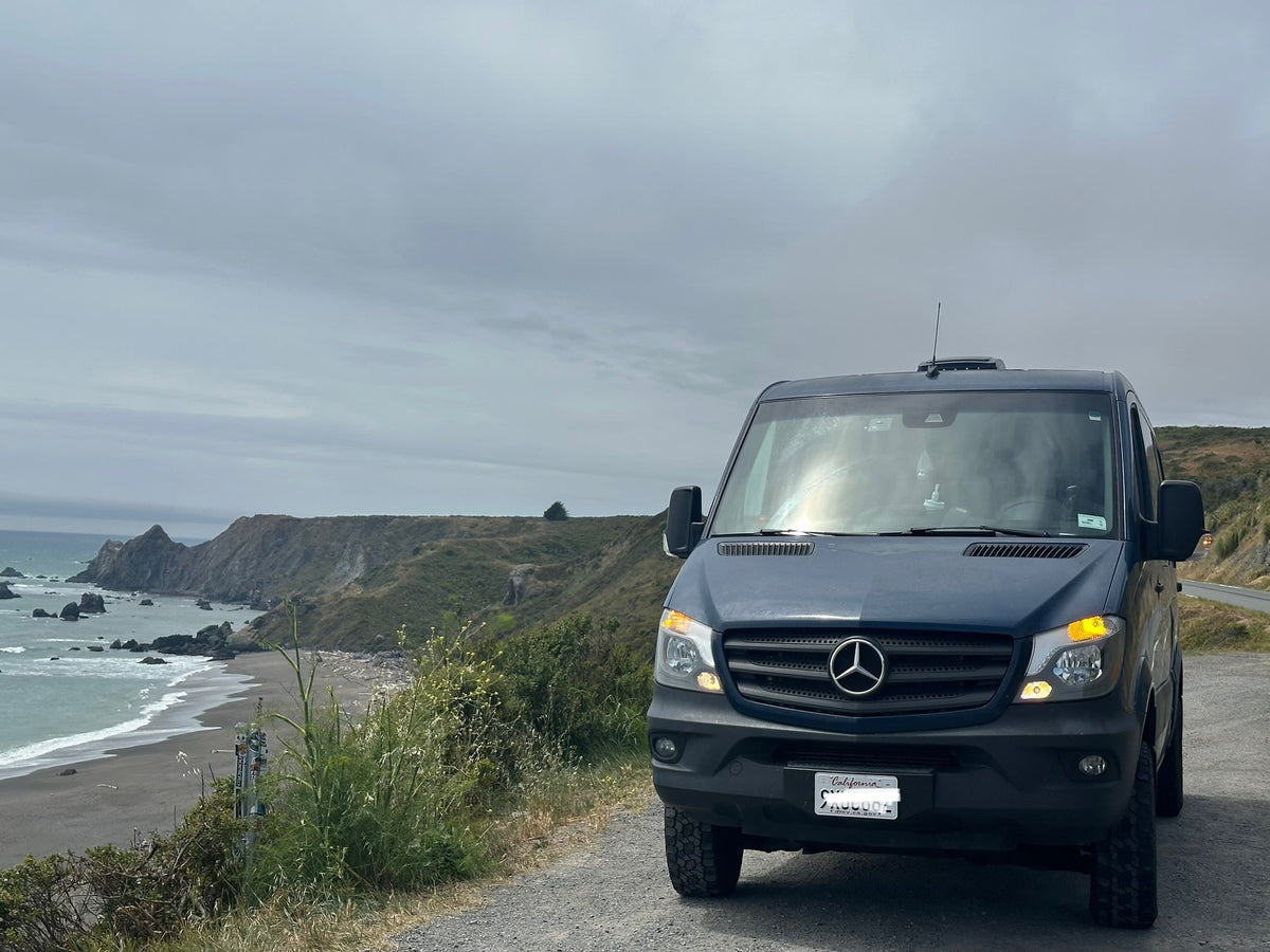 Blue Mercedes Sprinter rv rental van