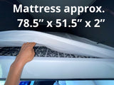 RV rental: Hand lifts 78.5"x51.5"x2" mattress for vehicle sleeping comfort.