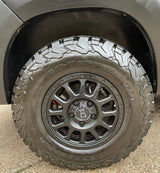 A rugged BFGoodrich All-Terrain tire and Black Rhino wheel, excellent for an RV rental adventure.