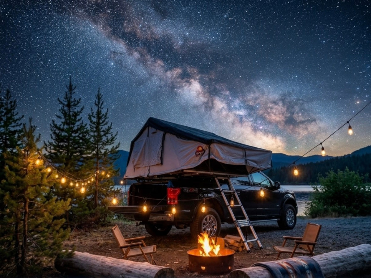  offers rugged outdoor adventure similar to an RV rental.|Inside a spacious RV rental rooftop tent — photo 4