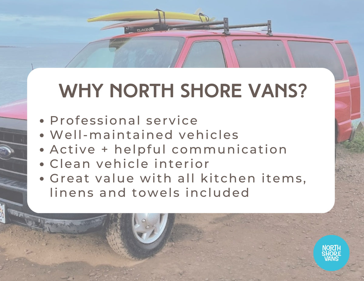 Red camper van for North Shore Vans RV rental. Learn why their well-maintained vehicles and service offer great value. — photo 10