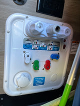 An RV rental water control panel (Nautilus P3) for camping, filling, winterizing, and sanitizing the water system.